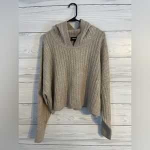 Express Cropped Knit Sweatshirt